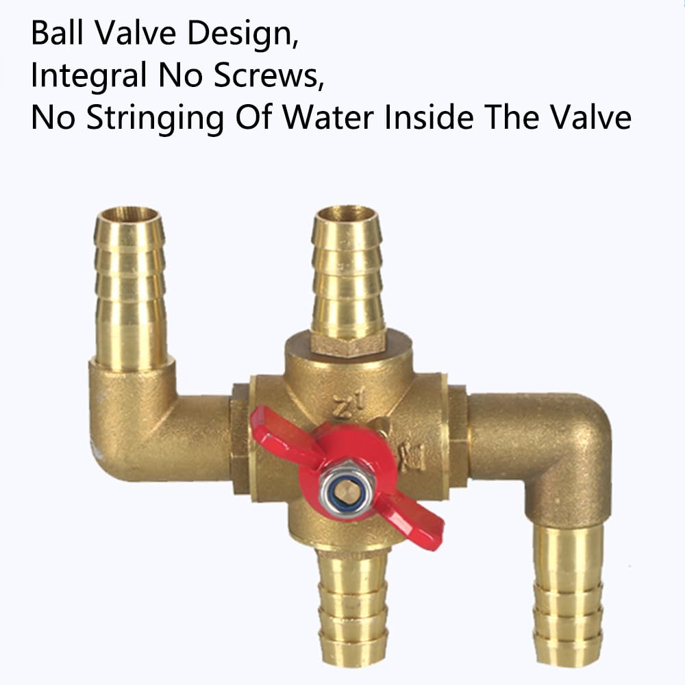 Valvola di Controllo del Riscaldamento a 4 Vie, Valvola di Riscaldamento Manuale Integrata in Ottone Massiccio da 5/8" (16mm) per Autoveicoli per Acqua/Olio/Gas
