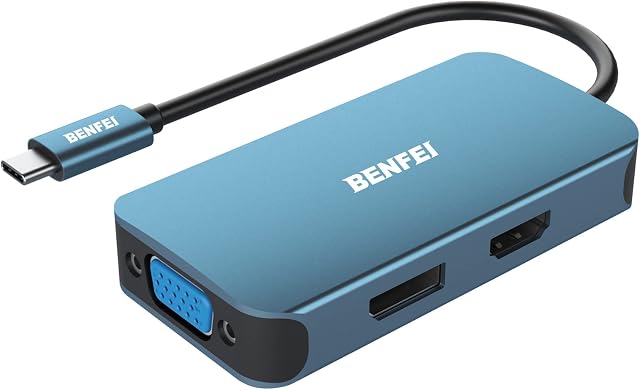 USB C to HDMI VGA DisplayPort Adapter, BENFEI USB Type-C to HDMI VGA DisplayPort MST Hub Compatible for MacBook Pro 2019/2018/2017, Surface Book 2, Dell XPS 13/15 and More