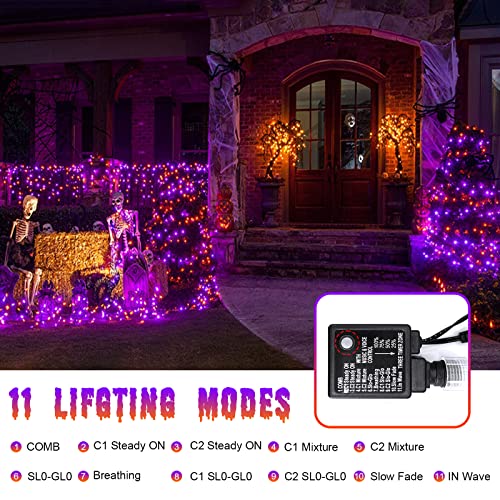 Jmexsuss Christmas Decoration Lights, 200 Led Purple Orange Christmas Lights Clear Wire, 11 Modes Connectable Christmas String Lights Indoor Outdoor Plug In For Halloween Tree Decorations #TOP3