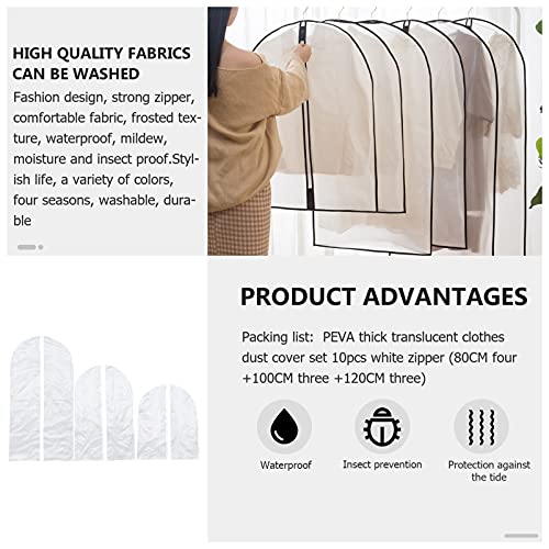 Cabilock 10 peças de bolsa de roupa translúcida para pendurar ternos, bolsa transparente para guarda