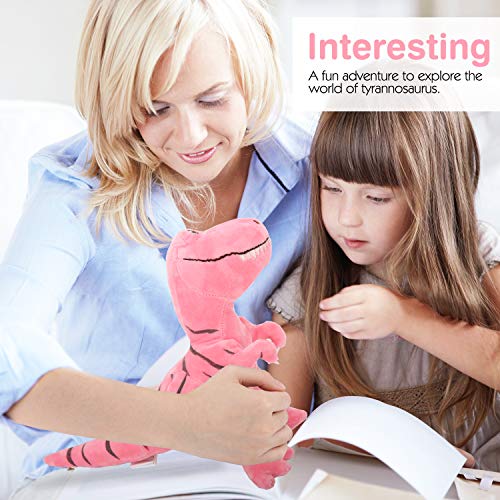 Zooawa Bed Time Stuffed Animal Toys, Cute Soft Plush T-Rex Tyrannosaurus Dinosaur Figure - Pink - Thumbnail 5
