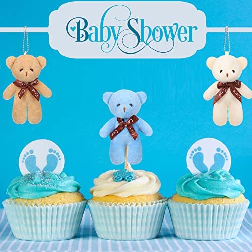 Skylety 24 Pieces Mini Bear Toy 4.7 Inches Stuffed Tiny Bear Jointed Bear Soft Tiny Bear Doll for DIY Keychain Birthday Wedding Xmas Decorations Party Favor (Fresh Style, Blue Series)