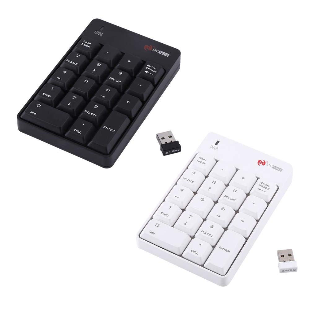 Sxhlseller Blok numeryczny - 2,4 GHz bezprzewodowa klawiatura numeryczna USB klawisze numeryczne 18 do komputera, komputera stacjonarnego, komputera, notebooka (biała)