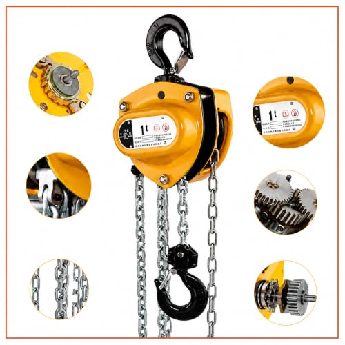Image of Hartley HS-C Type 1 Ton Chain Pulley Block, 3 Meter Lift, 6 mm Load Chain | Single Fall Manual Chain Hoist | Heavy Duty Alloy Steel Hooks | Material Handling Equipment | Ideal for warehouses, factories, construction sites, and maintenance. Perfect for machinery installation and moving cargo.