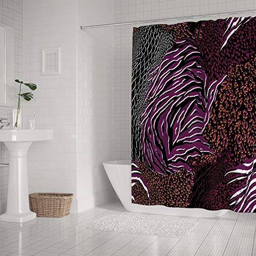 Rideau de douche léopard en tissu lavable pour éviter les flaques d'eau au sol - 3