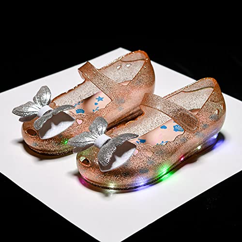 EnJoCho Children Kids Girls Sandals LED Light Luminous Shoes Casual Shoes Bow Princess Shoes Toddler Girls Sandals (Gold, 9 Years)2
