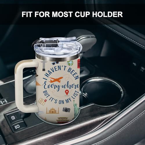 World Travel 40oz Tumbler - I Haven't Been Everywhere But It's on My List, Travellers Stainless Steel Insulated Travel Adventure Awaits Coffee Cup, Birthday Christmas Trip Gifts for Girl Women - Image 5