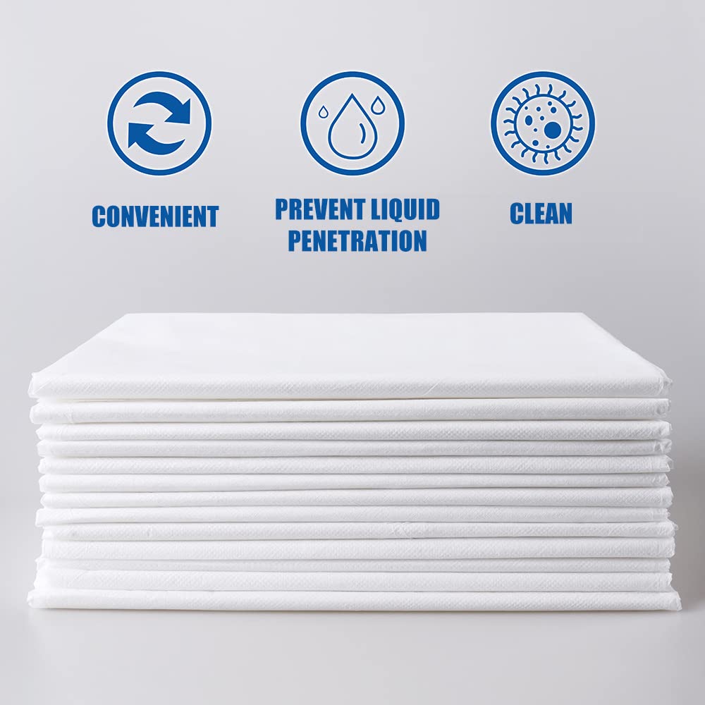 Sábanas desechables, 50 piezas impermeable cubierta de cama para spa tatuaje masaje mesa hoteles tela no tejida 31 pulgadas x 78 pulgadas blanco