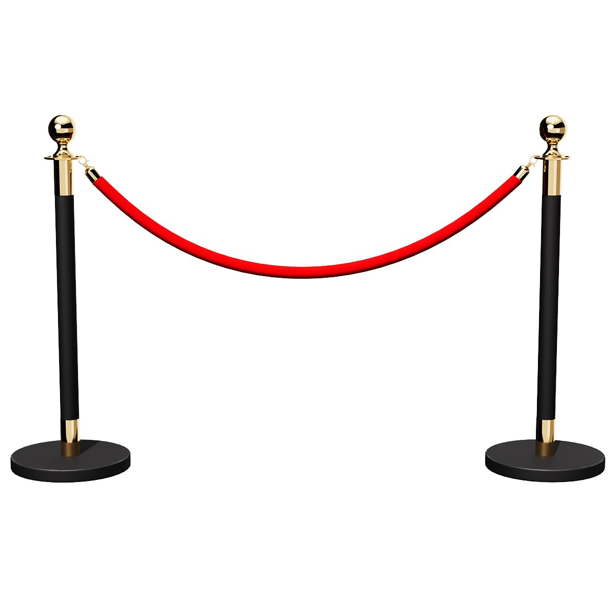 Wesiti 12 Pcs Stainless Steel Stanchion Post Queue, 5ft Red Velvet Rope