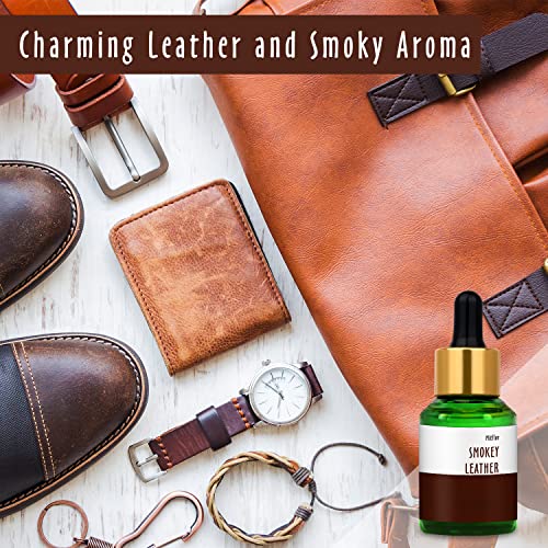 Image of Smokey Leather Fragrance Oil, MitFlor Single Scented Essential Oil for Diffuser, Premium Grade Fragrance Oil for Soap & Candle Making, Men & Woody Scent for Home Fragrance, 30ml