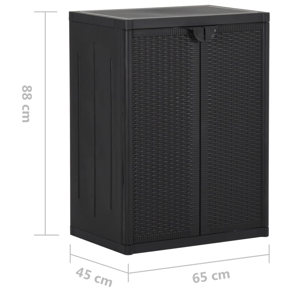 Armoire de rangement jardin Noir 65x45x88 cm PP Rotin