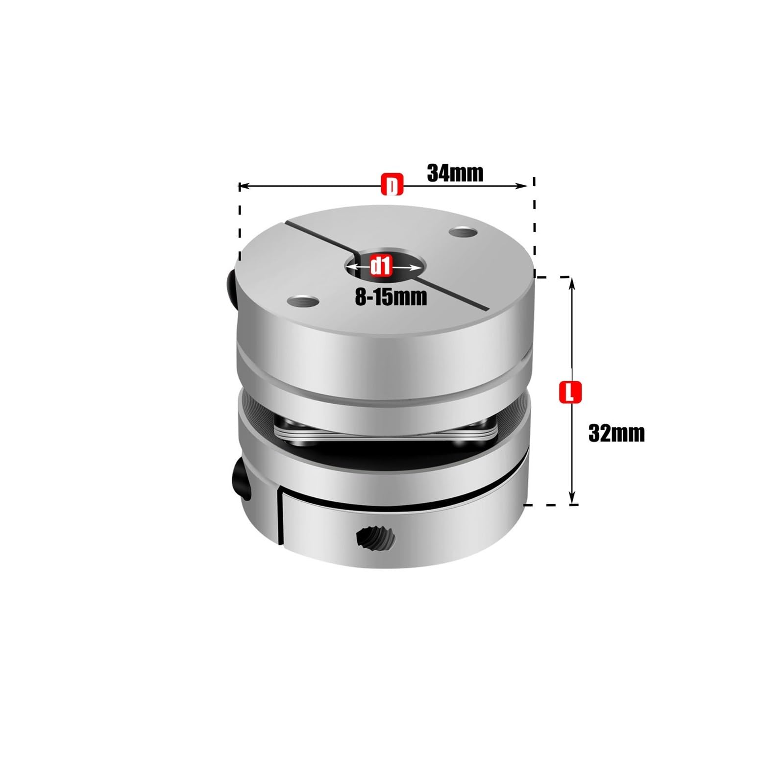 Membrankupplung, D34L32 Aluminium-Wellenkupplung, CNC-Kupplung