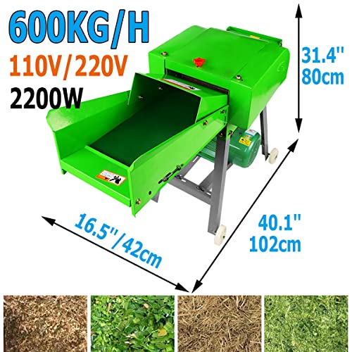 Image of TXMACHINE Lawn Mowers 800kg /h hay Cutter Machine Electric hay Cutter Silage Machine Grass Cutter for Chaff,Corn Straw,Grass,Wheat Straw with Miniature Circuit Breaker (110V /50HZ)