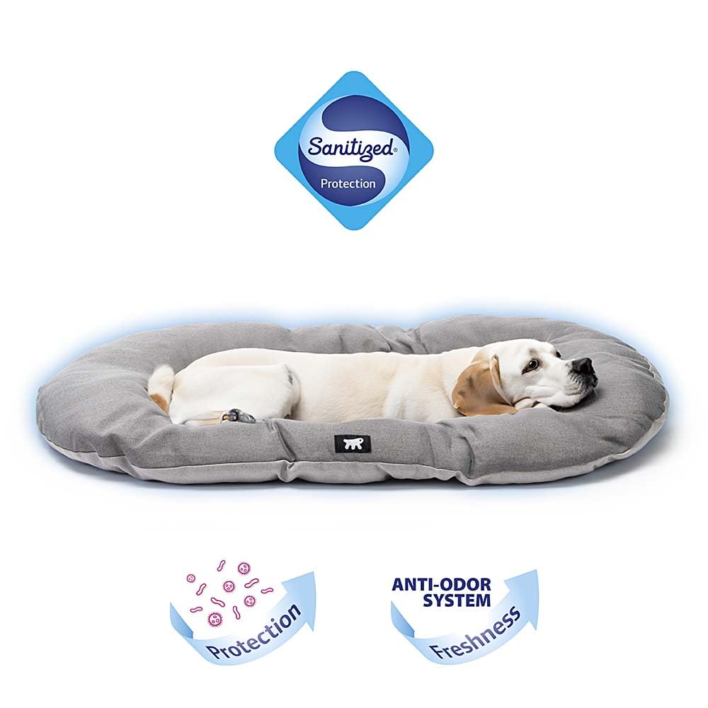 Ferplast Cuscino Cane RELAX 100/12 SANITIZED, Lettino per Cani, Protezione Antibatterica Antivirale, Cuscino Cane Grande, Cuscino Imbottito per Cuccia Cane, Cotone, Lavabile, 100 x 63 cm, Grigio