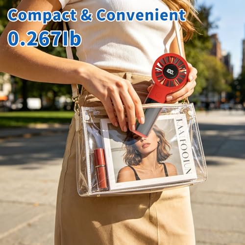 Image of Portable Mini handheld Personal Fan with Night Light,5 Speeds,Rechargeable | Soft night light, 5 adjustable speeds, quiet airflow and USB charging fan for bedrooms, offices, travel and outdoor use.