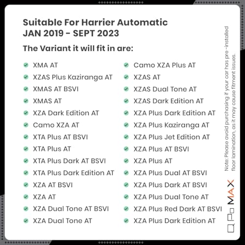 Image of Q Po Harrier Automatic (MAX) Jan 2019 - Oct 2023 ECO TPE Car Floor Mat | Anti Slip All Weather Mats for Harrier (Automatic) (Black)