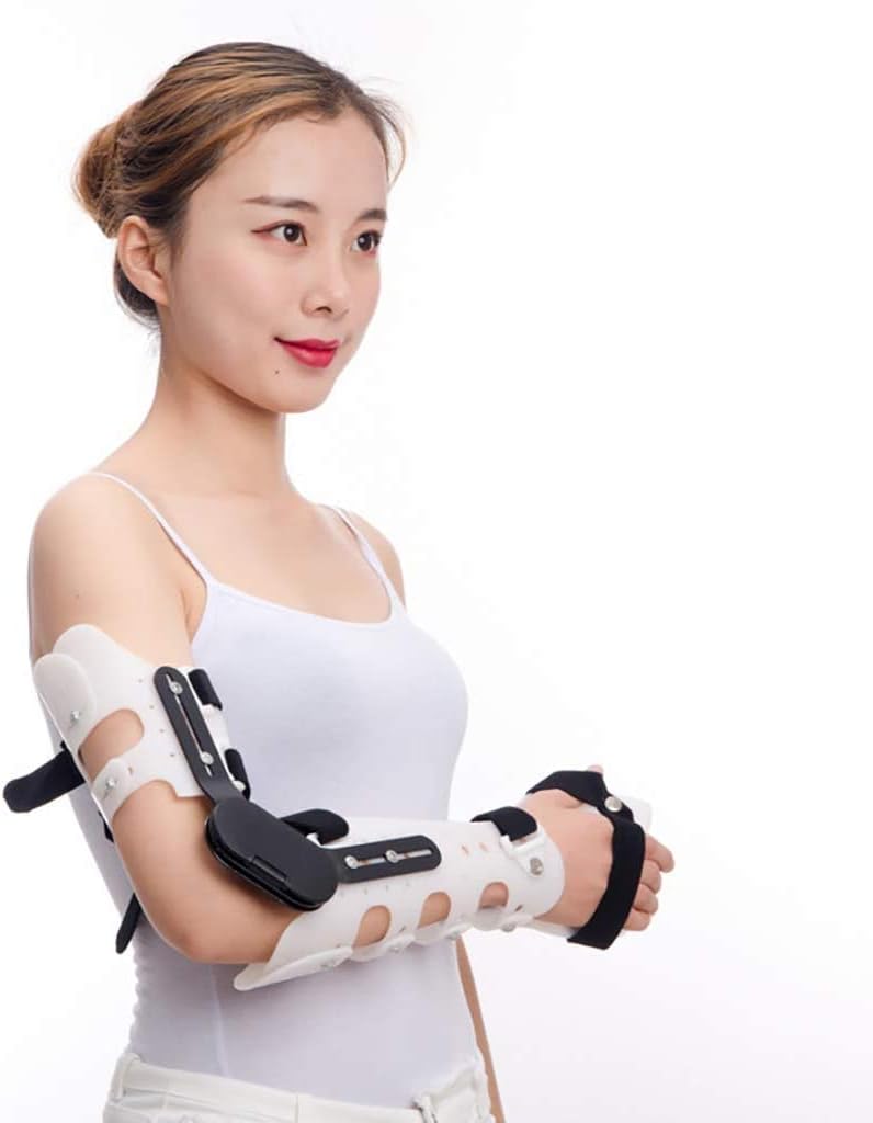 Hinged ROM Elbow Palm Brace, for Arm Orthosis Injury Recovery Support After Surgery Adjustable Post Op Elbow Brace