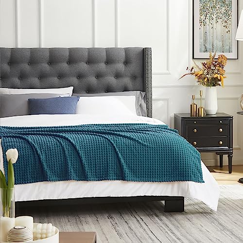 KASYLAN Super Soft Flannel Fleece Throw Blanket Grid Jacquard Decorative Warm Cozy Blanket for Sofa Couch, Bed, Camping - Image 3