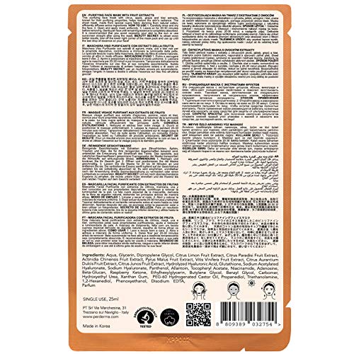 Perderma Korean Purifying Face Sheet Mask with Fruit Extracts, Helps Restore Skin’s Radiance, 25ml - Image 4