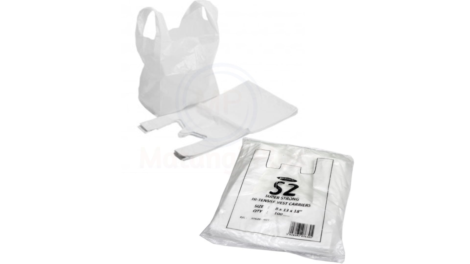 Matangi Plus 300 x S2 WHITE PLASTIC POLYTHENE VEST STYLE CARRIER BAGS WITH HANDLE Ideal For Boutique Clothes Party Gift Bag