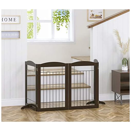 Spirich Freestanding Wire Pet Gate for Dogs, 30 inches Tall Dog Gate