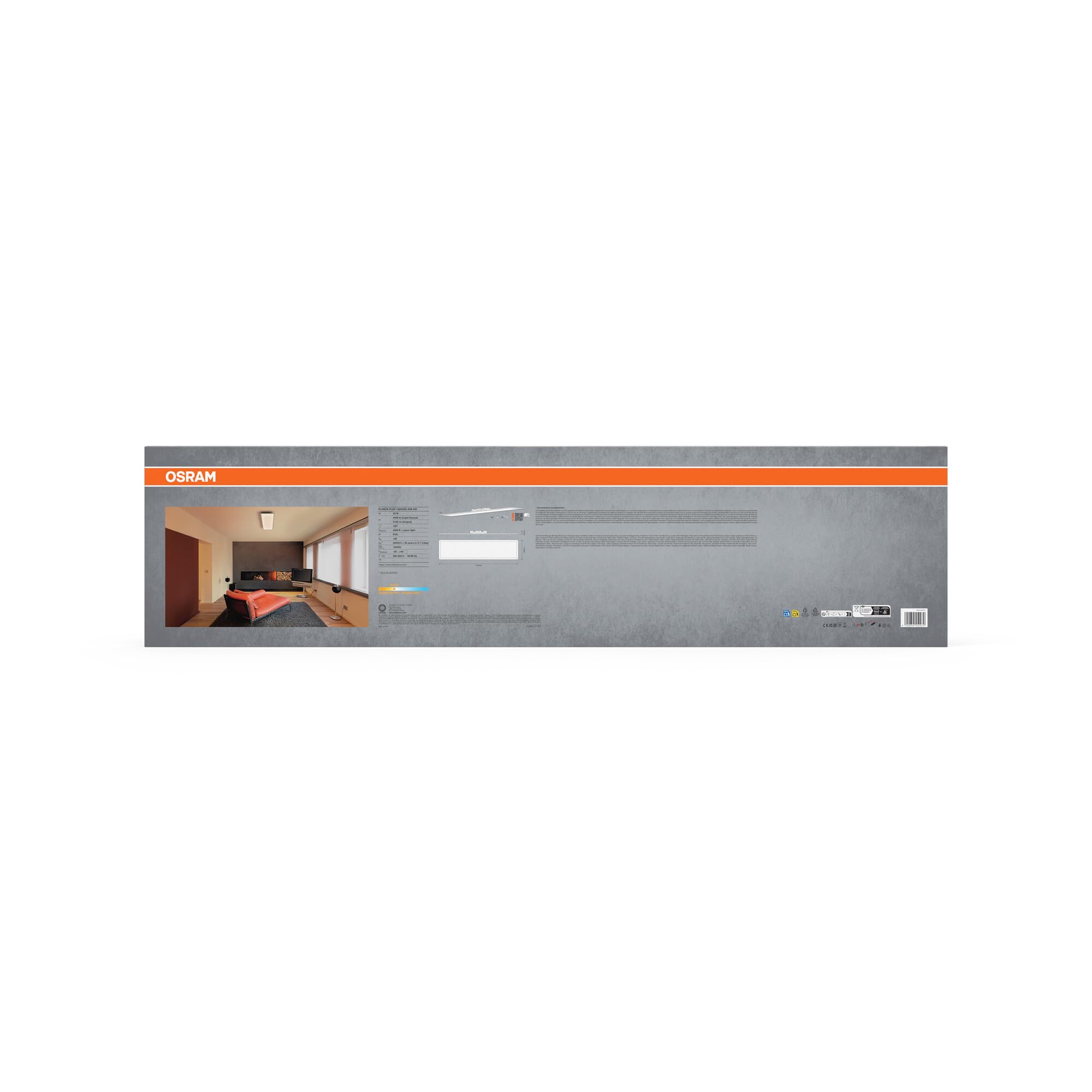 Osram Planon Plus Deckenleuchte, 36W, 1200x300mm, 3000K | Planon Plus, Indoor Wall Lighting, Weiß, 25000 h, 1-Pack
