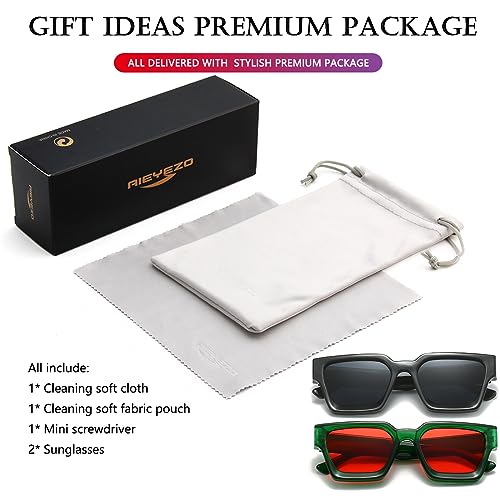 Image of AIEYEZO Square Sunglasses for Women Men Square Thick Frame Sun Glasses Simple Designer Style Shades
