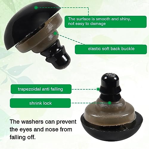 TOAOB 50 Pieces 14 mm Black Plastic Safety Eyes with Washers for Making Wrist Knitting Animal Fabric - Image 3