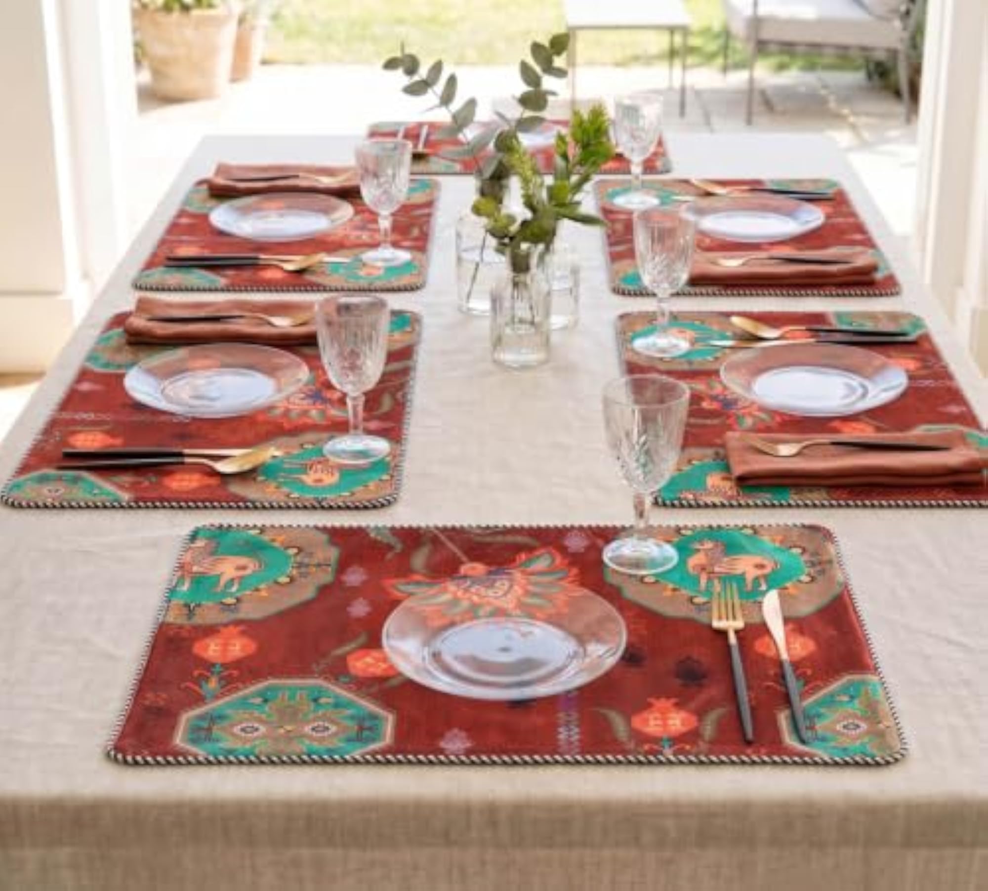 Tangerine Tranquility Micro Velvet Printed Placemats, Washable