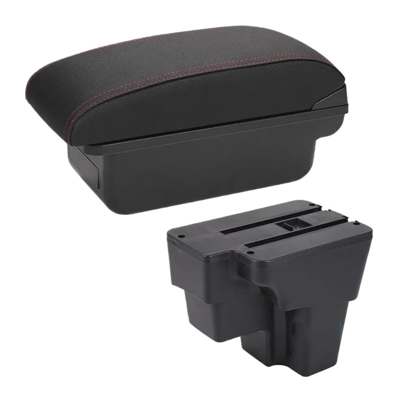 HCKCLMBMZW For KIA For Rio For STONIC Lx For Cerato Car Armrest Retrofit Part Storage Box Accessorie Car Armrest Center Console(C1 Black Red No Usb)