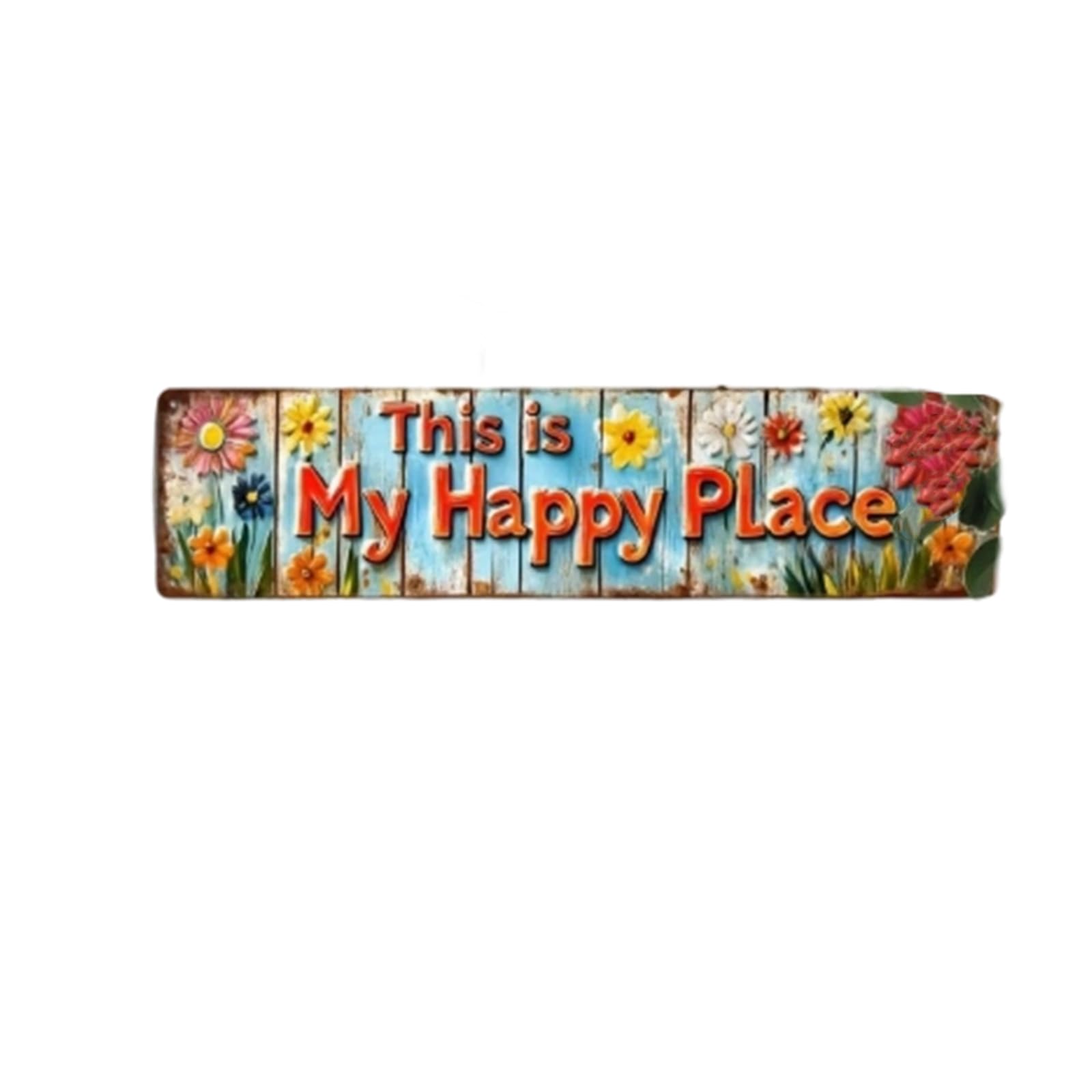 Shntig Farmhouse This Is My Happy Place Welcome Sign for Outdoor or Indoor Use Weather Resistant Garden Florals Metal Sign Wall Art Decors Present Florals Metal Outdoor Holiday Decors