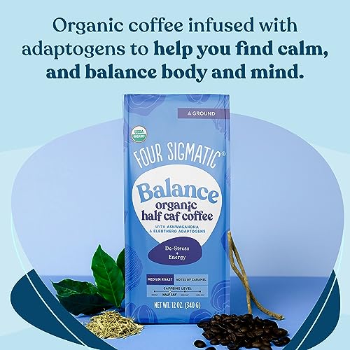 Four Sigmatic ADAPTOGEN GROUND COFFEE ASHWAGANDHA 340G Organic Balance Adaptogen Ground Coffee | Medium Roast Usda Organic Coffee thumb #3