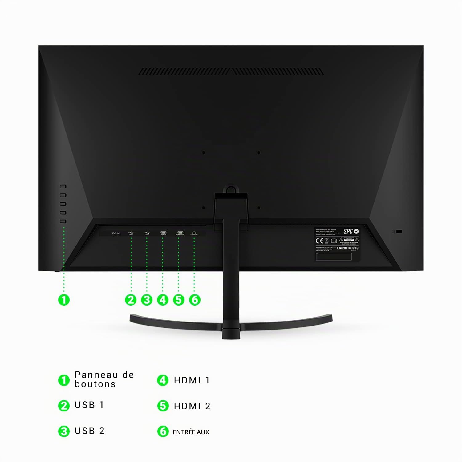 SPC Smart Monitor 24" - Écran Android TV, Full HD, télécommande | Écran et Android TV, haut-parleurs intégrés, design ultrafin, streaming Netflix, Prime Video, etc.