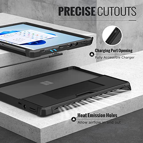 MoKo Hülle Kompatibel mit Microsoft Surface Pro 8 mit 13 Zoll Touchscreen, All-In-One Schutzhülle Tablethülle mit Handschband Unterstützt Typ Cover Tastatur, Schwarz
