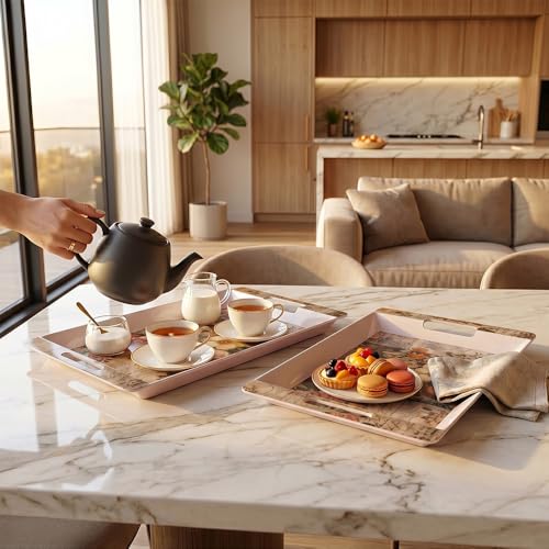 Image of U.P.C Serving Tray Set of 2 / Tray Set for Serving Premium Printed Tray for Serving /Multi-Use Serving Plate (Small, Medium)