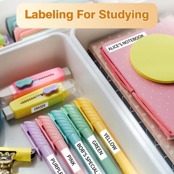 Phomemo Labels, D30 Label Tape Continuous Print Master Labels Refill, Smart Mini Label Maker Refill D30 D35 Black on White Sticker Thermal Paper Self-Adhesive, 15mm x 6m (0.59 x 236.22 Inch) 3-Roll