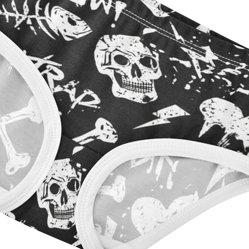 Cotton Toddler Underwear Floral Black White Grunge Skulls Little Girl Panties Pattern Kids Briefs Undies 2t4
