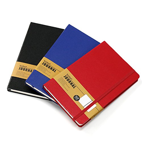 Kinbor Journal Classic Dotted Notebook Diary Hard Cover Paper Daily Memos Office Supplies Composition Stationery Gifts Notebooks (Red)