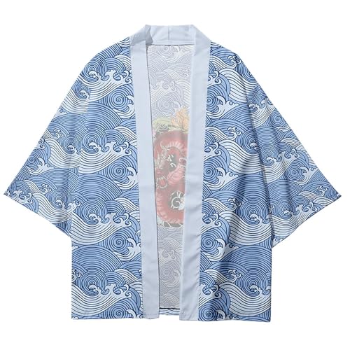 Image of Women's and Men Kimono Cardigan Japanese Long Sleeves Lightweight Open Front Coat Tops