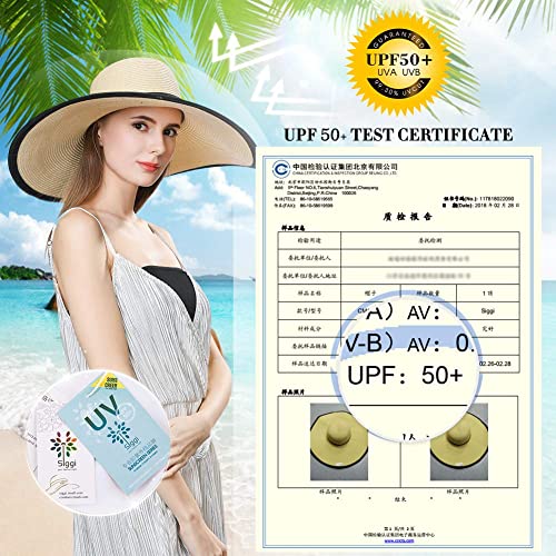 Jeff & Aimy Womens Packable Floppy Straw Beach Sun Hat Floppy With Uv Protection Wide Brim Neck Cord Foldable Panama Fedora Travel Sunhat Upf 50 X-Large 60Cm #TOP4