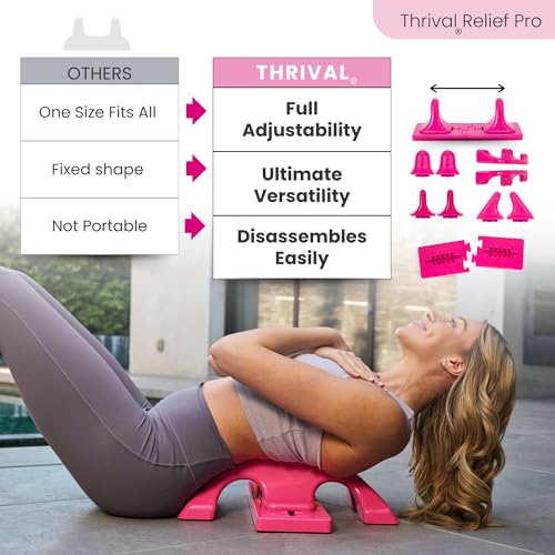 Image of Thrival Relief Pro - Fully Adjustable Psoas, Back and Hip Flexor Muscle Release Tool with Thrival App for Targeted Routines, Deep Tissue, Trigger Point Massage (Pink) - Made in USA