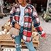 Womens Casual Plaid Shacket Button Down Long Sleeve Shirt Jacket Lightweight Boyfriend Oversized Blouses Fall Work Top Red