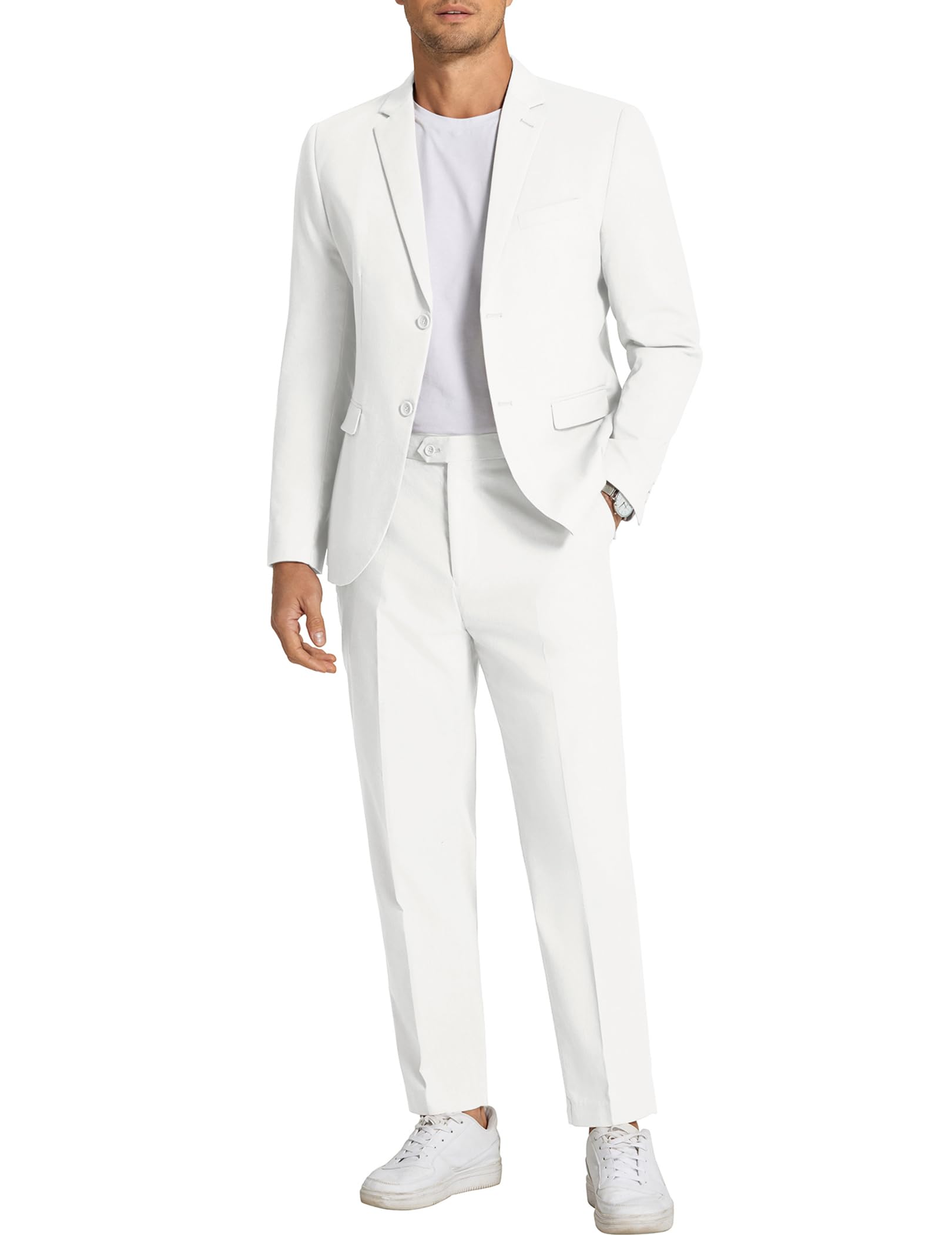 COOFANDY Linen Suit Set