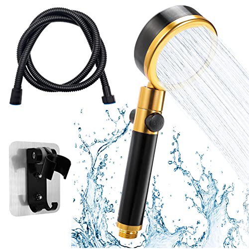 Handbrause wassersparend , Handbrause kit ,Duschkopf mit Schlauch aus Edelstahl, ,Premium Duschkopf ,Duschkopf mit Filter,Schwarzer Duschkopf,Mit Halterung,Regendusche und Massage Funktion Cover