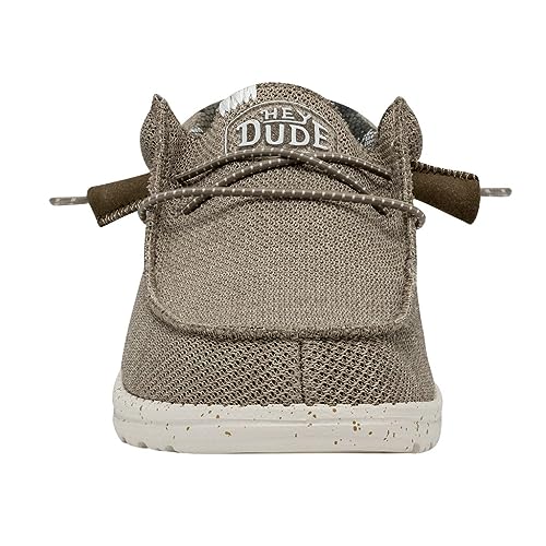 Image of HEYDUDE Men's Wally Sox Stitch Men Slip On Loafer, Sand Size 15 | Lightweight Woven Stretch Shoe with Elastic Laces