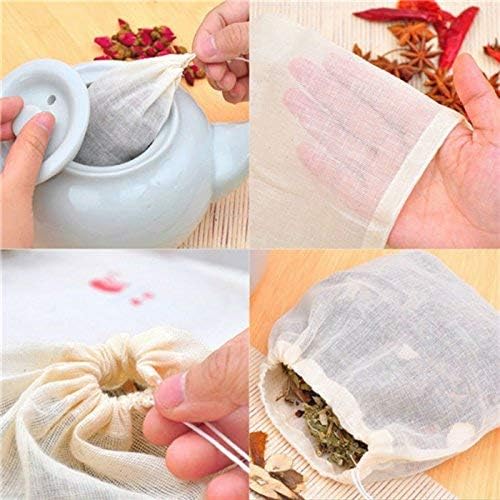 AKOAK 20 Pcs 4 x 3 Inches Muslin Drawstring Bags,Natural Unbleached Cotton Spice/Tea/Herbs Bags