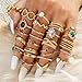 Gold Boho Sparkle Knuckle Rings Set for Women, Vintage Fashion Aesthetic Trendy Joint Snake Ring Pack Retro Green Black Pink Colorful Rhinestone Star Crystal Leaf Diamond Pearl Jewelry (Gold-26Pcs)