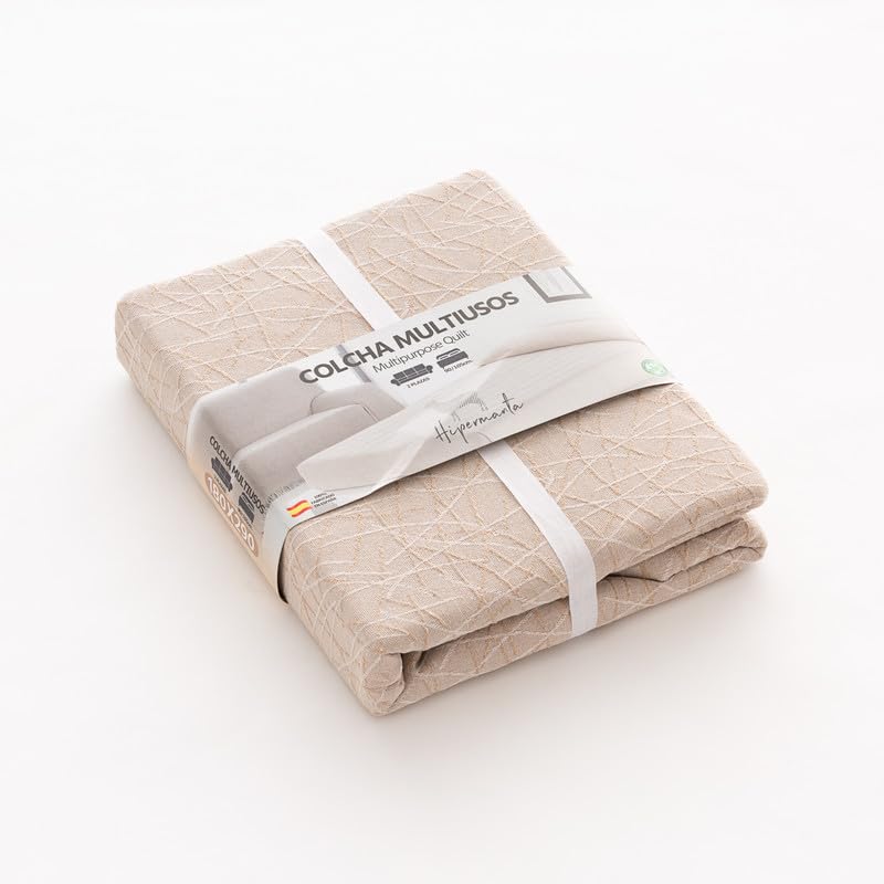 HIPERMANTA Colcha Foulard Multiusos Modelo Marble para sofá y para Cama. Tamaño 230x290 cm. Visón