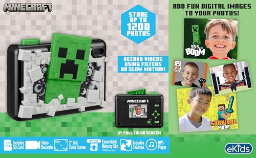 Image of Minecraft Kids Camera with SD Card, Digital Camera for Kids with Video