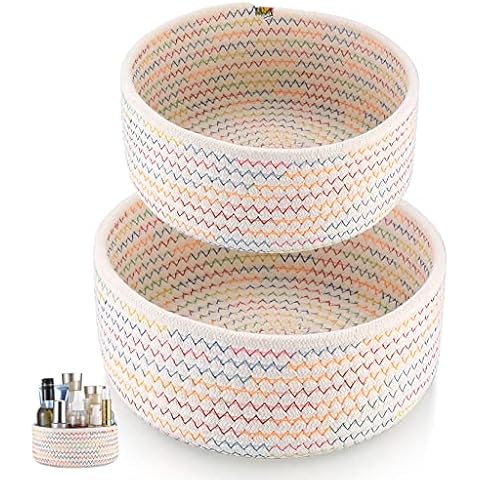 Woven Cotton Rope Storage Baskets Set Cover